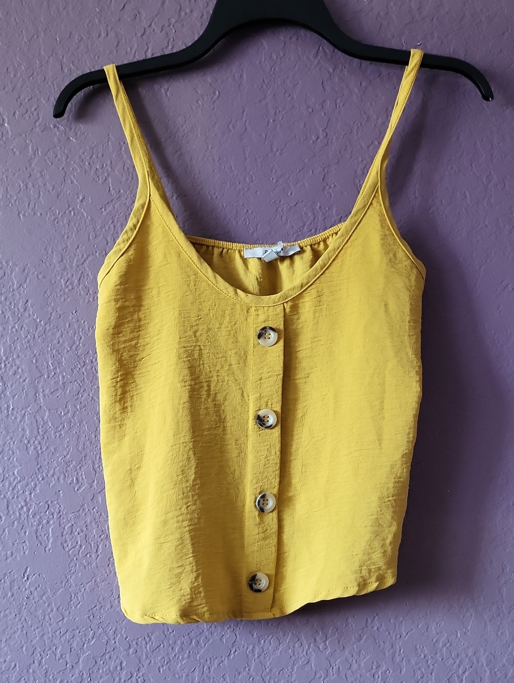 Papaya Yellow Button-Front Tank Top